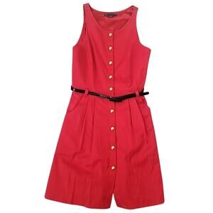 Armani Exchange Red Sleeveless Fit & Flare Dress Belted Size 0 Quiet Luxury